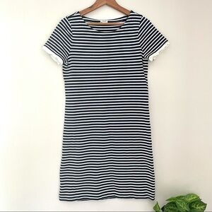 J. Crew Striped Tee Dress Ruffled Lace Sleeve S